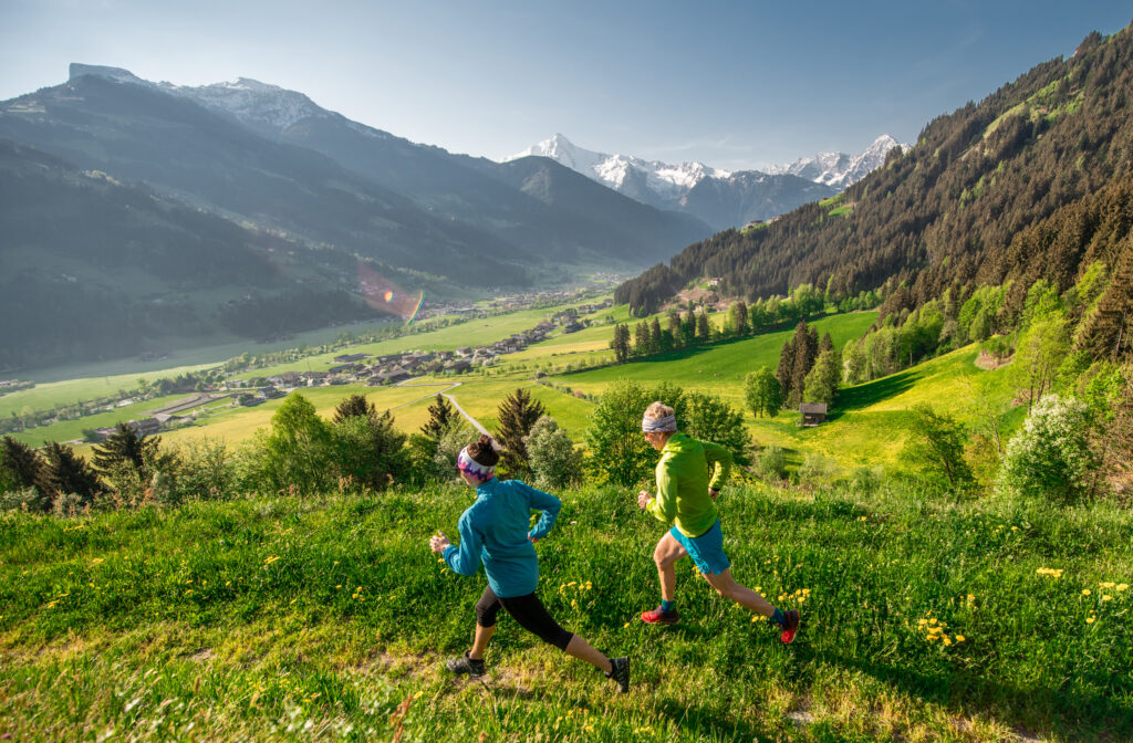 Running, trekking, relaxed hiking, skiing or snowboarding in a breathtaking mountain setting.